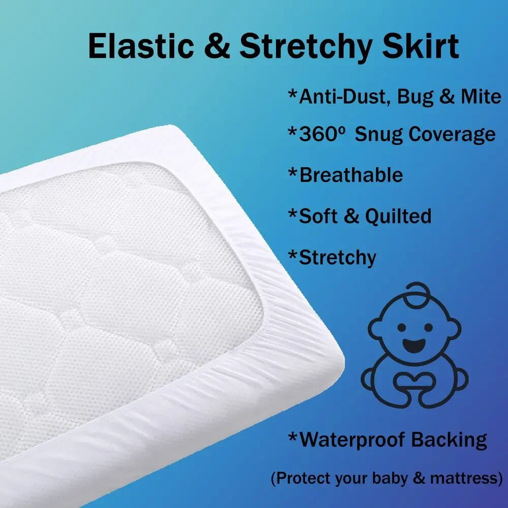 2 pack Universal Rectangle Waterproof Infant Bassinet Mattress Pad Covers